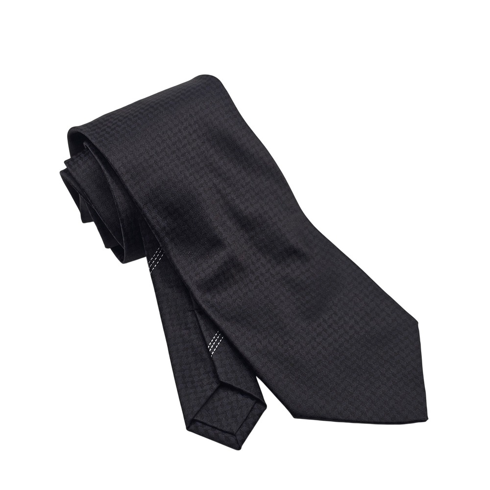 Zilli Silk Tie Navy‎ Black Geometric Handmade France Luxury Designer Deadstock